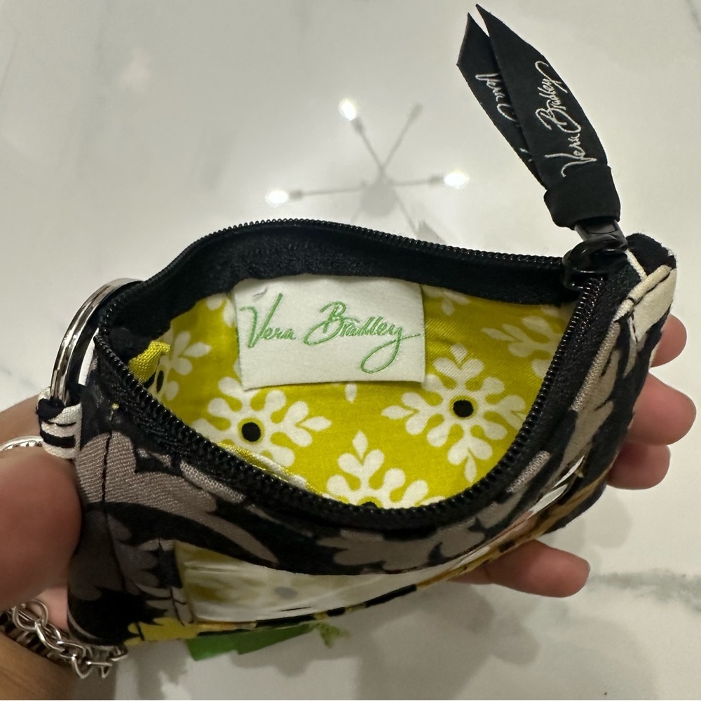 Vera Bradley Black Zip Id Case Floral Coquette Wallet Keyring - Picture 6 of 6